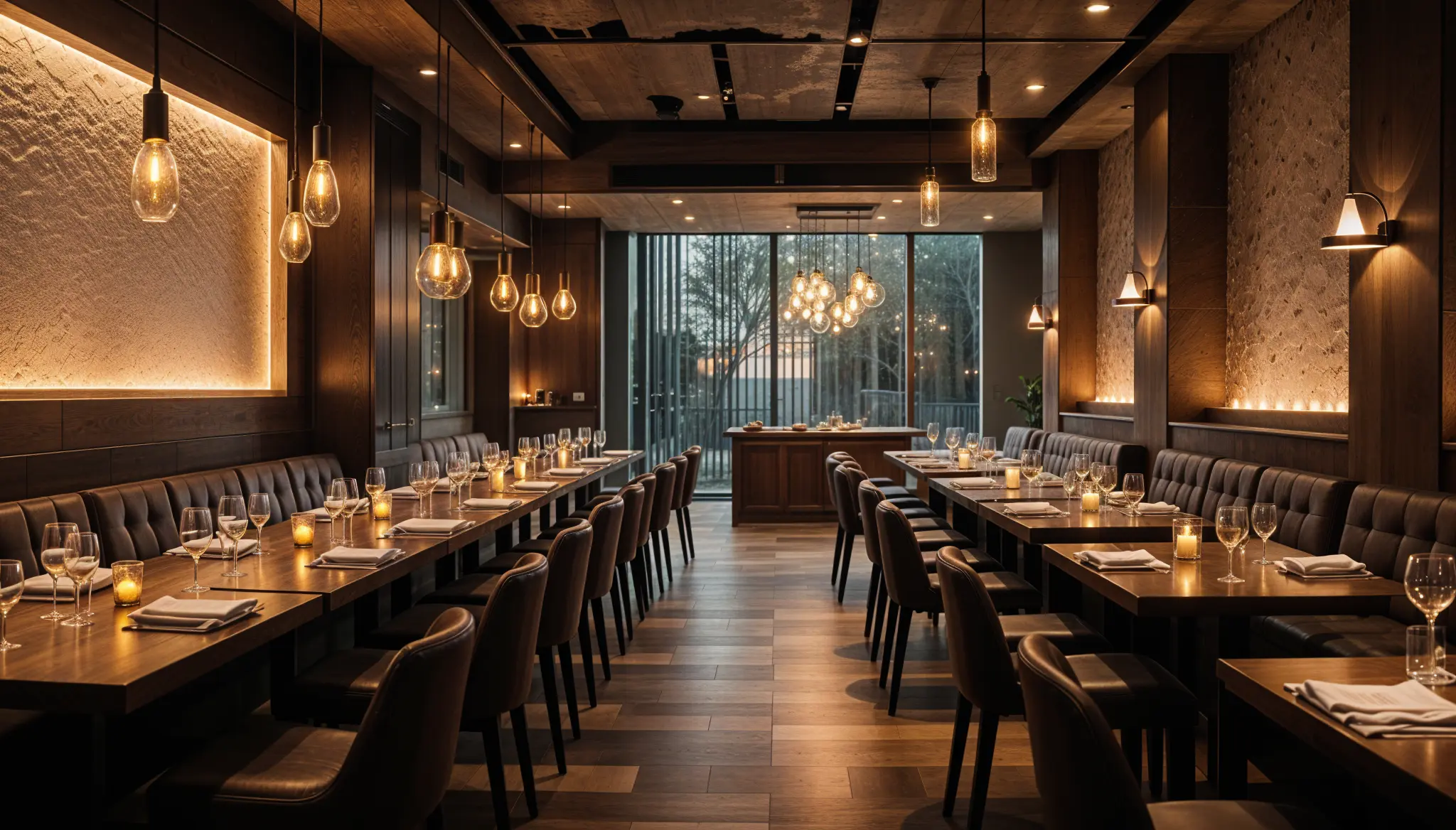 Restaurant lighting ideas featuring pendant lights recessed ceiling lights and accent lighting for a warm and inviting dining ambiance - Top 50 Restaurant Lighting Ideas & Design Tips [July 2025] - Vorlane