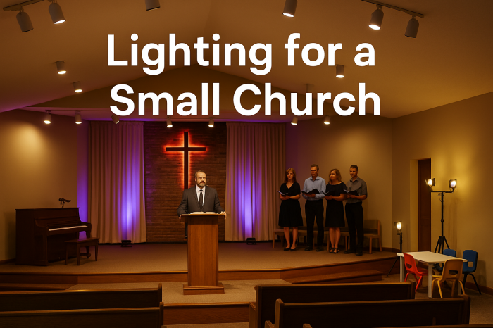Small church interior showing multi zone lighting design with PAR wash and LED lights - Lighting for a Small Church: Solutions and Designs - Vorlane - Vorlane